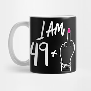 Womens Women Bday I Am 49 Plus 1 Middle Finger For 50Th Birthday Mug